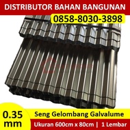 Seng Gelombang Galvalum 0.35mm x 600cm x 80cm Per Lembar