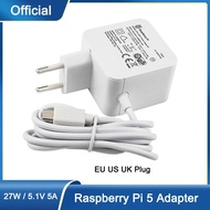 27W Official Raspberry Pi 5 Power Supply 5.1V 5A USB-C Power Supply US EU UK Plug  Micro USB Power A