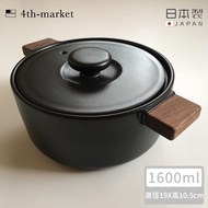 【4TH-MARKET】日本製 木柄把手土鍋 黑 1600ML _廠商直送