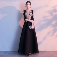 New!!!Gold Embroidery Black Dinner Party Jubah Dress Women Girl Fashion Long Muslimah Baju Kurung Evening Formal Dress