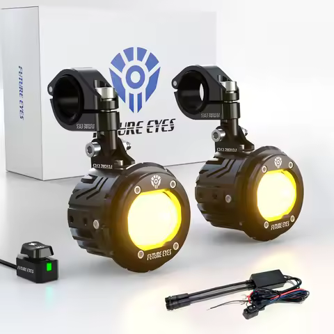 Future Eyes F20P - 120W Motorcycle Fog Lights, LED Auxiliary Driving Headlight, High/Low Beam, Water