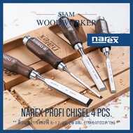 ชุดสิ่วงานไม้ 4 ด้าม สิ่วช่างไม้ Narex Profi Bench Chisel Set ชุดสิ่วด้ามไม้ ชุดสิ่วแกะสลักไม้