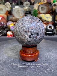 natural flame stone sphere 天然火焰石球💯 🆓底座 功效: 纾解压力、恐惧、冥想🧘 球径diameter: 7.5cm 净重raw weight: 0.68kg 含底座高