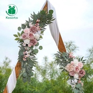 Kesoto 2x Wedding Arch Flowers, Wedding Aisle Decoration, Green Leaves Flower Garland,