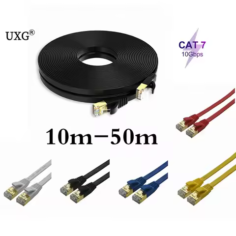 10Gbps Cat7 long cable 10M 15M 20m 25M 30M 40M 50cm CAT7 Flat STP Ethernet Network Cable RJ45 Patch 