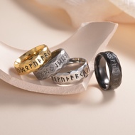 Titanium men's and women's rings with unique beveled Rune letter patterns, Ogici Store