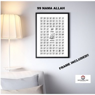Islamic Item Hanging Wall Frame Minimalist Nordic 99 Names With Black And White Frame