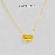 CACO 999 Pure Gold Pendant Necklace with 18K Gold Plated Chain "Bean" (1 Piece)