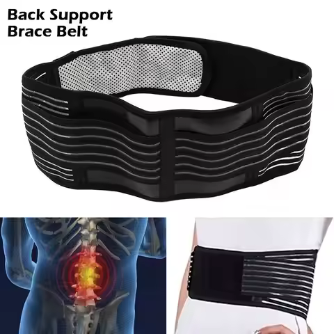 Magnetic Back Support Brace Belt Lumbar Lower Waist Double Adjust Pain Relief