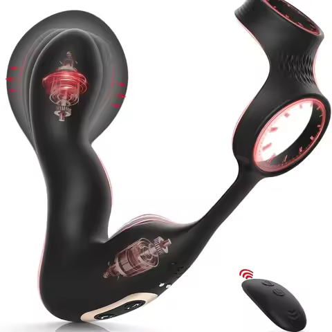 Auto Inflatable Anal Plug for Male Prostate Anal Vibrator Prostate Massager with Cock Ring Buttplug 