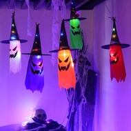 Halloween LED Lantern Wizard Hat Hanging Light Ghost Face Ghost Light String Ghost Festival Horror A