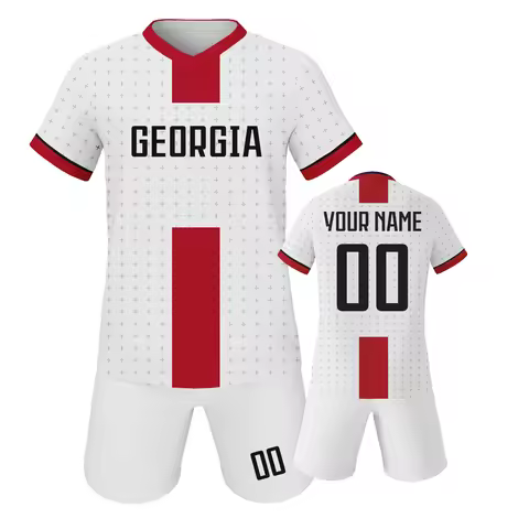 Custom Kids Georgia Soccer Jersey Kit Personalized Printed Name Number Sportswear Youth Football Tra