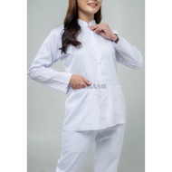 CODE B45F Women's White Nurse Shirt Long Sleeve White Uniform Regular Sleeve Rubber Nurse ShirtMidwi