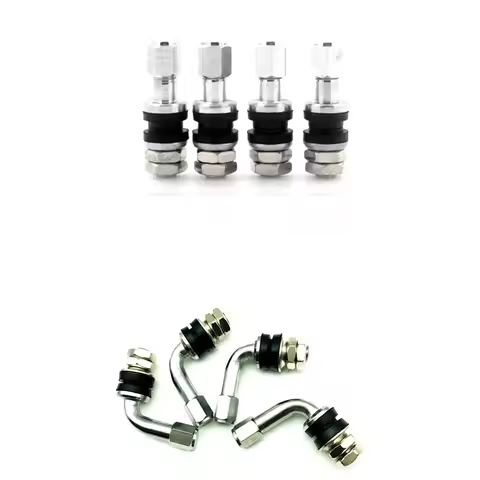 4pc short Bolt in Tire Valve Stems Chrome Metal High Pressure Flush With Stem Caps 45 90 DEGREE ANGL