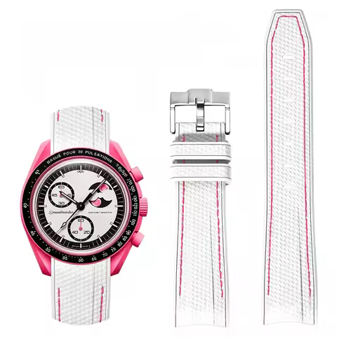 for Omega X Swatch Joint Moon Swatch Strap Curved End Rubber Silicone Bracelet for Seiko Seamaster 3