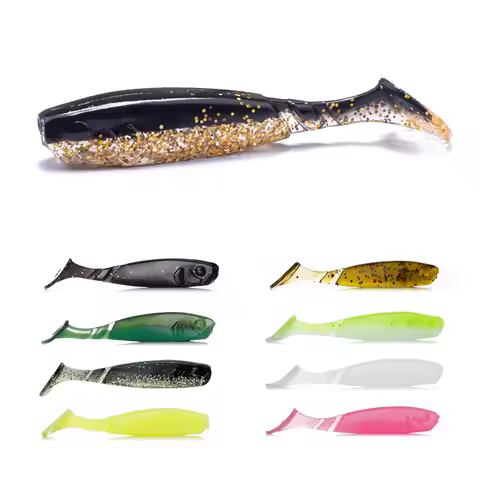 Hanlin 10/20pcs 55mm/2.5g Silicone Baits Artificial Fishing Lure T Tail Soft Lure Wobblers Fishing P