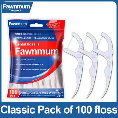 Fawnmum 100pcs Dental Floss Flosser Picks Toothpicks Teeth Stick Interdental Brush Tooth Cleaning De