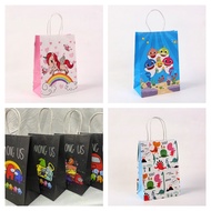 [SG SELLER] 10pc paper bag kids birthday party goodie bag christmas childrens day baby shark unicorn dinosaur frozen