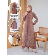 Hayya Dress New Brocade/ Muslim Dress Crinkle Mix Brocade Dress Hayya Dress Luxury Party Dress