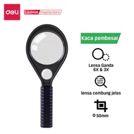 Deli Kaca Pembesar Magnifier 3X 6X Pegangan ergonomis yang nyaman ringan ringkas dan portable E9092