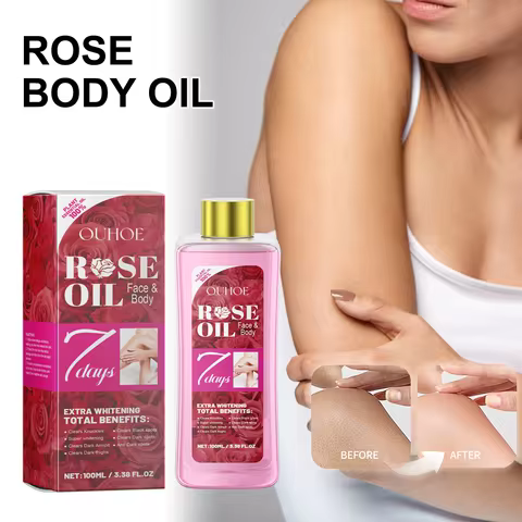 Rose Essential Oil Face Body Moisturizing Hydrating Vitamin E Facial Massage Oil Brightening Smoothi