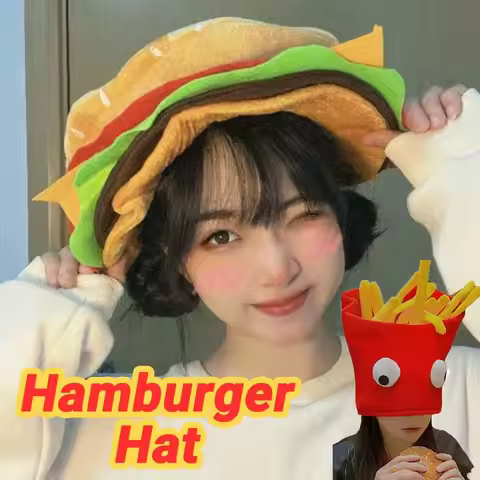 Creativity Party Hamburger Hat Cute Comfortable Halloween Cap Cartoon Unisex Decorative Fries Hat Ha