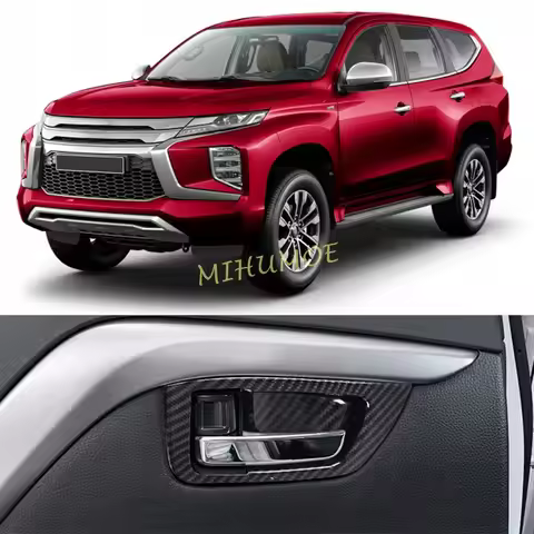 Carbon Fiber Car Interior Door Handle Cover Surrounds Trims For 2016-2025 Mitsubishi Montero Sport P