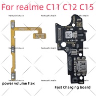 For realme C11 C12 C15 Power Volume Flex Button Switch USB Charger Charging Port Board Ribbon Cable 