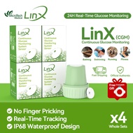 LinX CGM 4 Sets Continuous Glucose Monitoring Full Set Blood Glucose Monitor 1 Sensor + 1 Transmitte