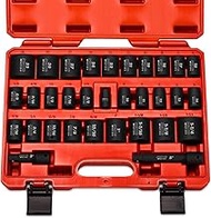 Neiko 02447A 1/2" Drive Master Impact Socket Set, 32 Piece Shallow Socket Assortment | Standard SAE