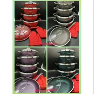 12PCS PERIUK DESSINI GRANITE POT (ROUND BASE) ALUMINIUM COOKWARE SET