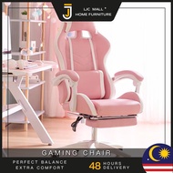 LJC_MALL Ready Stock kerusi gaming pink murah Gaming Chair With Leg Rest Pillow Ergonomic Office Cha