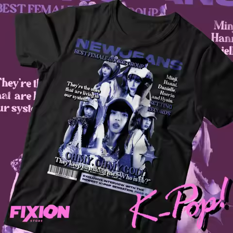 KPOP NewJeans Women Cotton T-shirts Summer Oversized Y2k Streetwear Tops High Quality Casual Cotton 