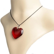 Heart Glass Pendant Necklace For Women Men Fashion Punk Jewelry Accessories Friends Gift Big Red Heart Rope Chain Lover Choker