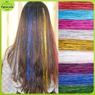 120 Strands Hair Tinsel Bling Silk Hair Flare Strands Glitter Rainbow Hair Decor