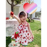 Baby girl dress - STRAWBERRY DRESS + Super cute ODER BAG INCLUDED for girls 1 - 8 years old