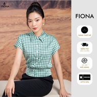 FIONA office shirt Shirt with hem shape, German collar, stylized dot pattern, straight sleeves F5130