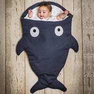 鯊魚咬一口 BabyBites｜(輕量版)100%純棉手作嬰幼兒睡袋/防踢被/包巾－丈青藍