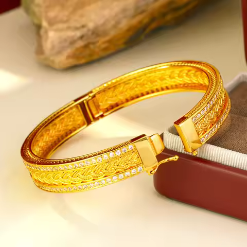 Luxury 24K 9999 Pure Gold real gold Women's Braided Bracelet Bracelet