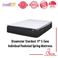 Dreamster Stardust 11" Natural Latex &amp; 5 Zone Individual Pocketed Spring Mattress Free Pillow