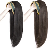 rambut palsu wanita rambut asli Wig Setengah Kepala Hiasan Rambut,