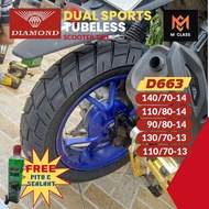 R14 D663 DUAL SPORTS TUBELESS TIRE FOR AEROX 155, PCX150; SUPER 8 - DIAMOND TIRE 140/70-14; 110/80-1