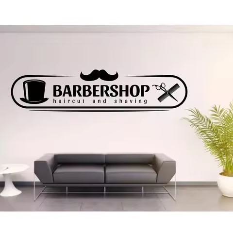 Barbershop Wall Decal Barber Scissors Logo Gentleman Barber Club Decal Shave Home Design Haircut Vin