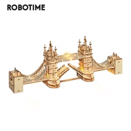 Robotime Rolife 3D เกมปริศนาไม้สะพานหอคอยสำหรับเด็กของขวัญ DIY พร้อมแสง