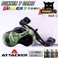 รอกตกปลา รอกหยดน้ำ ATTACKER รุ่น GUNNER 7 CAMO BAIT CASTING REEL (มีทั้งหมุนซ้ายและหมุนขวา)