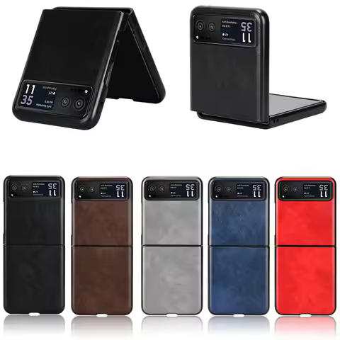 For Motorola Moto Razr 40 Case Luxury Litchi Pattern PU Leather Hard Back Cover ShockProof Case For 