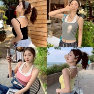 (FY1841) Tank Top With Additional Straps Kawaii There Is A Water Fountain. Pastel Colors