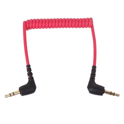 3.5mm TRS Male to Male Coiled Mic Cord Right Angle Connection Line Microphones Phone Camera Adapters