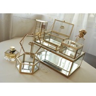 Glass Copper Transparent Jewellery Box Jewels Organizer Box Storage Box Jewelry