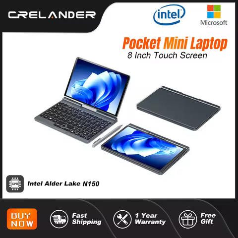 CRELANDER P8 Mini Laptop 8 Inch Touch Screen Intel Lake N150 12GB DDR5 WiFi 6 2 In 1 Laptop Notebook